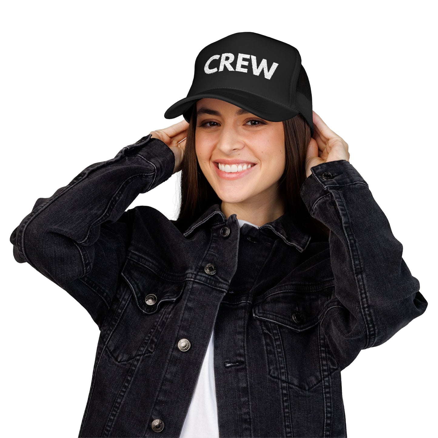 CREW Black Trucker Hat